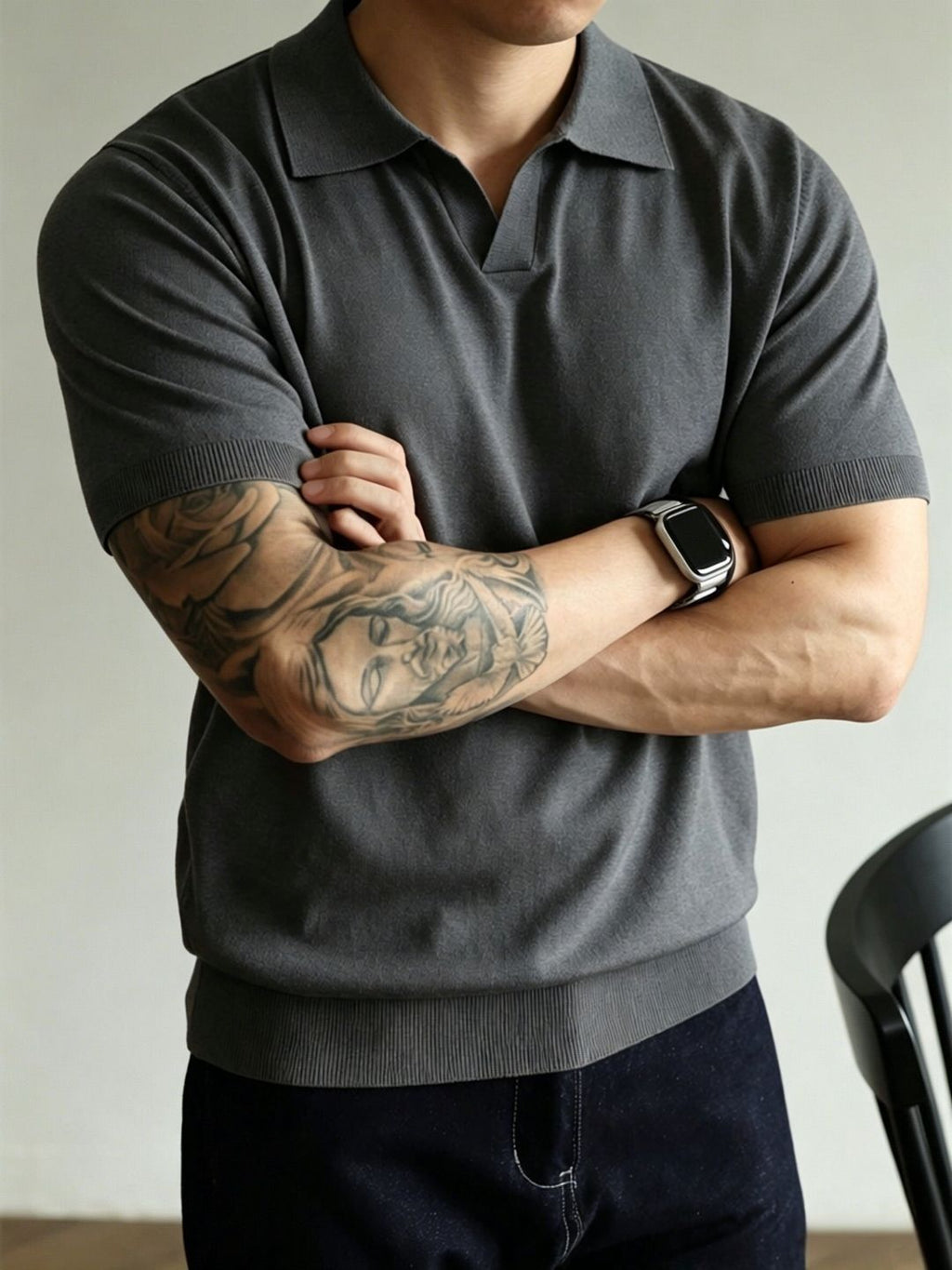Knitted Polo Shirt Men's Short Sleeve