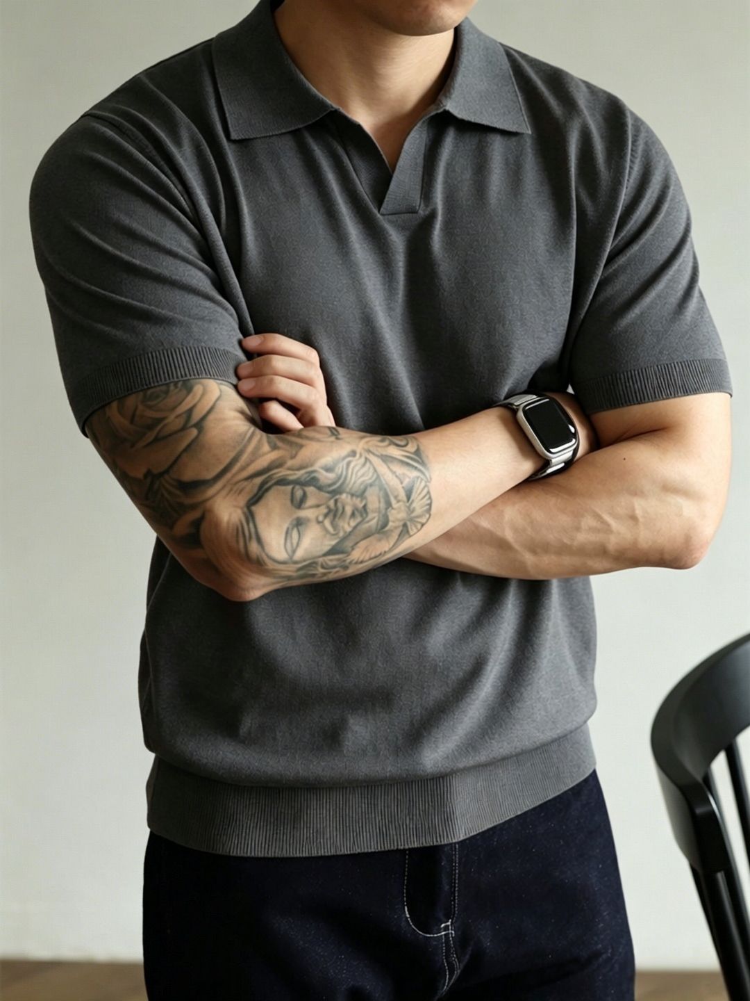 Knitted Polo Shirt Men's Short Sleeve