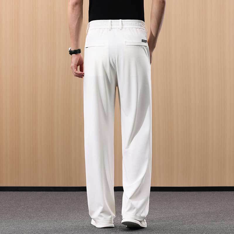 Mens Silk Blend Straight Leg Trousers