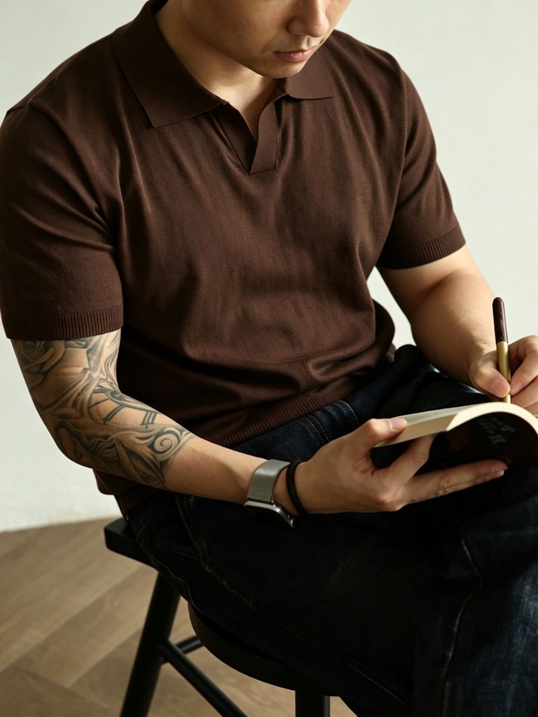 Knitted Polo Shirt Men's Short Sleeve