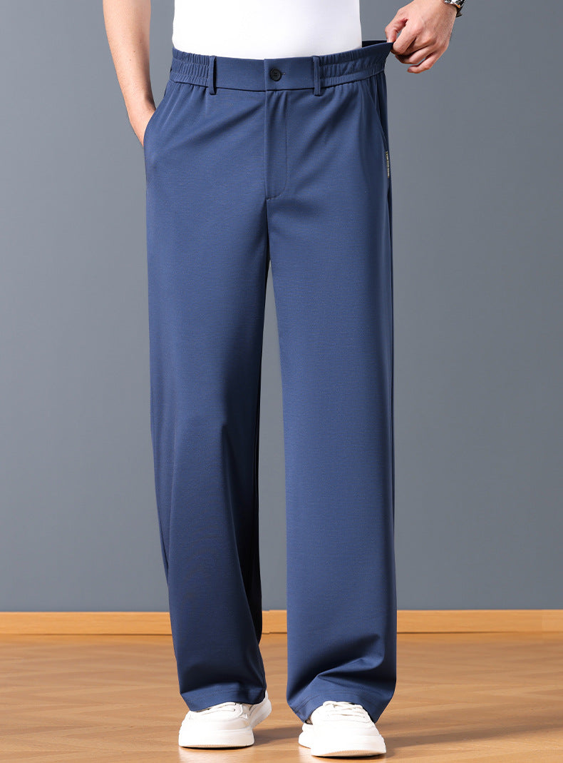 Mens Silk Blend Straight Leg Trousers