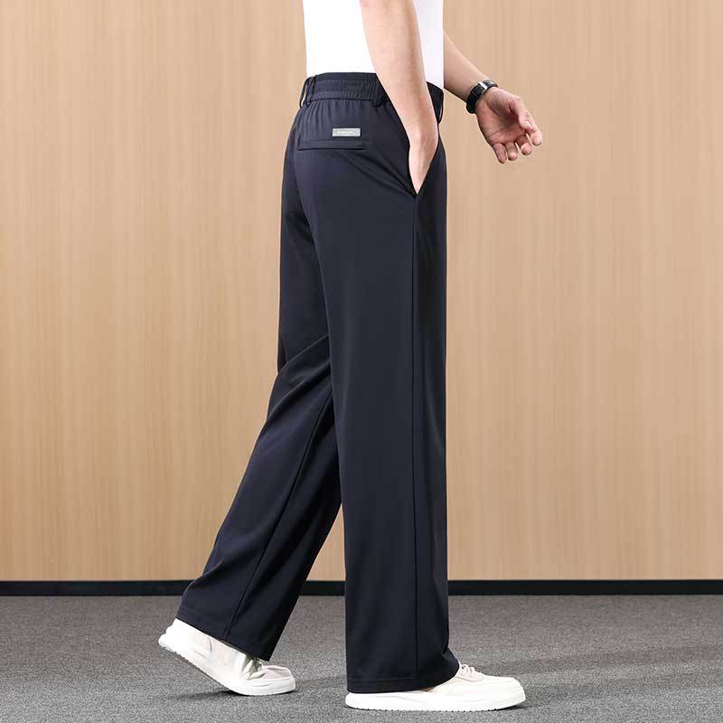 Mens Silk Blend Straight Leg Trousers
