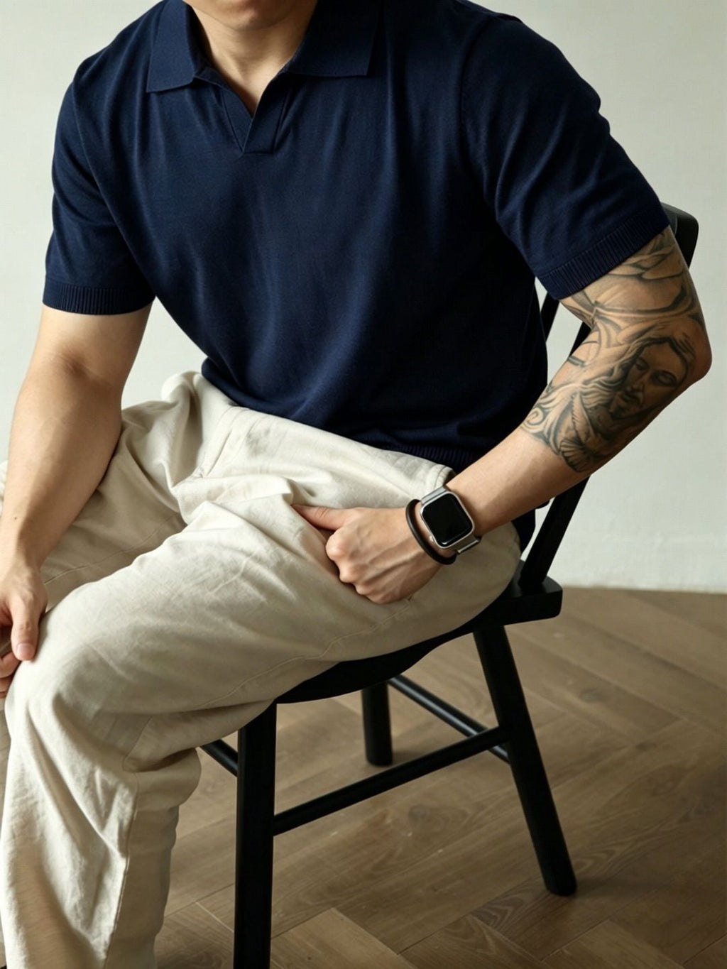 Knitted Polo Shirt Men's Short Sleeve