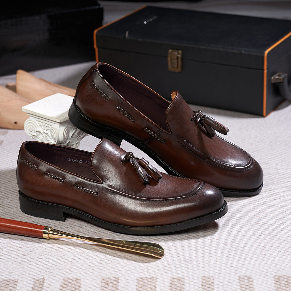 Mens Premium Cowhide Tassel Loafers