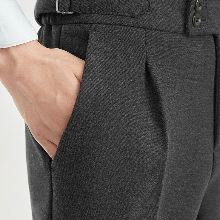High Waist Wool Blend Trousers
