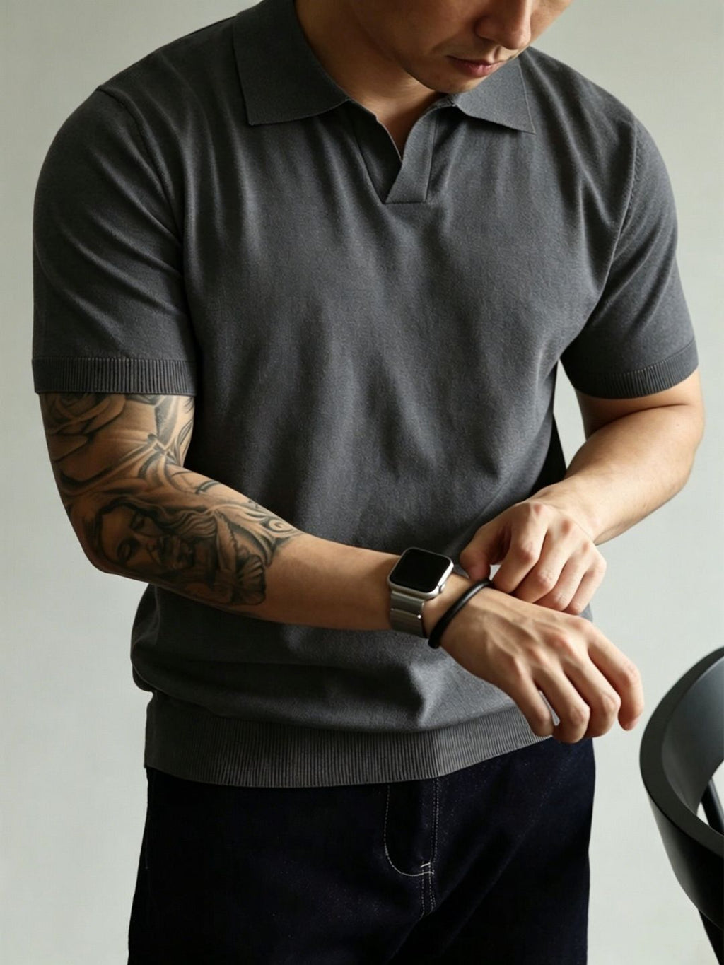 Knitted Polo Shirt Men's Short Sleeve