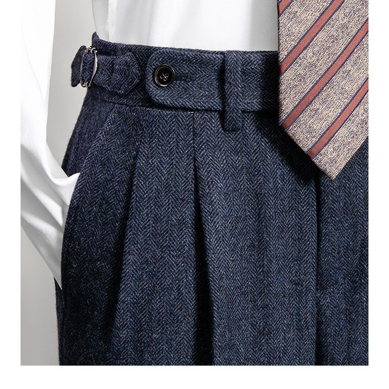 High Waist Wool Blend Trousers
