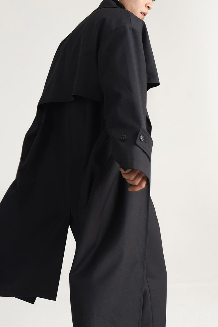 Mens Long Double Breasted Trench Coat