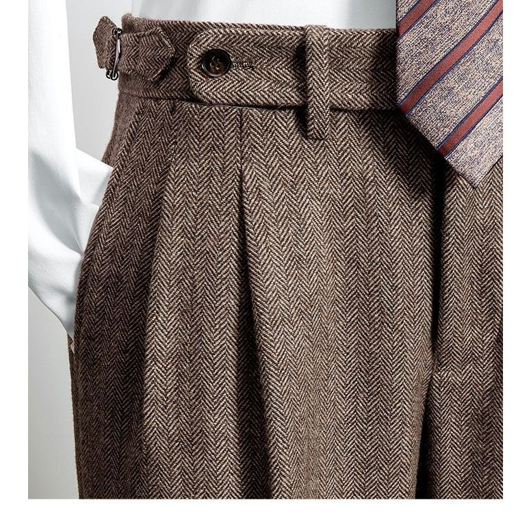 High Waist Wool Blend Trousers