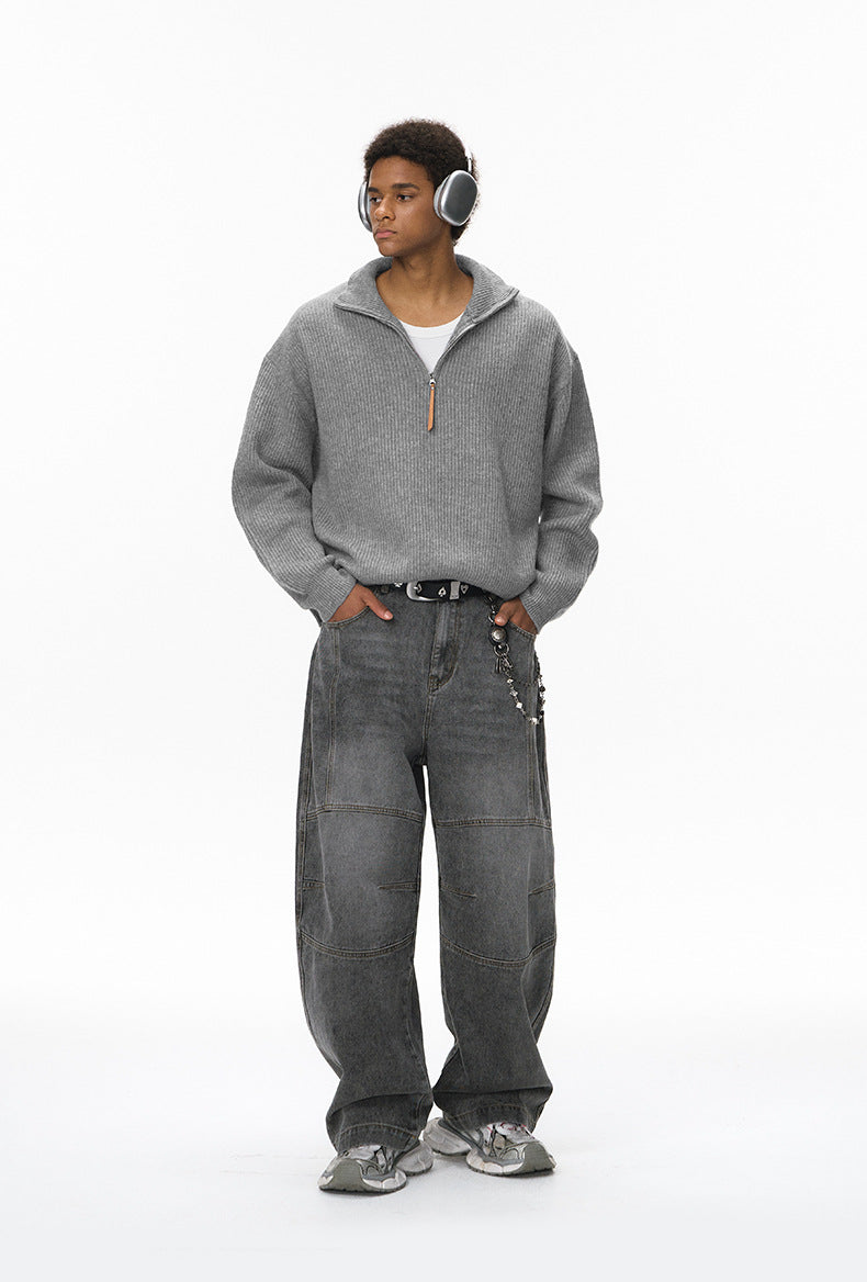 Half-Zip Mock-Neck Sweater