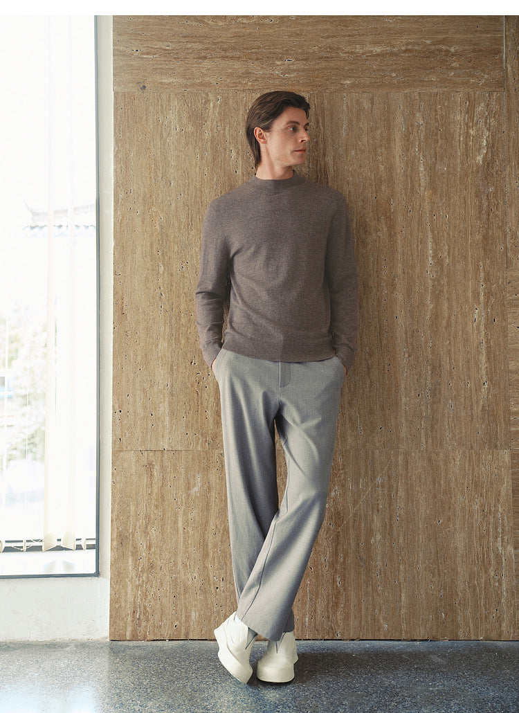 Mens Pure Wool Crew Neck Knit Sweater
