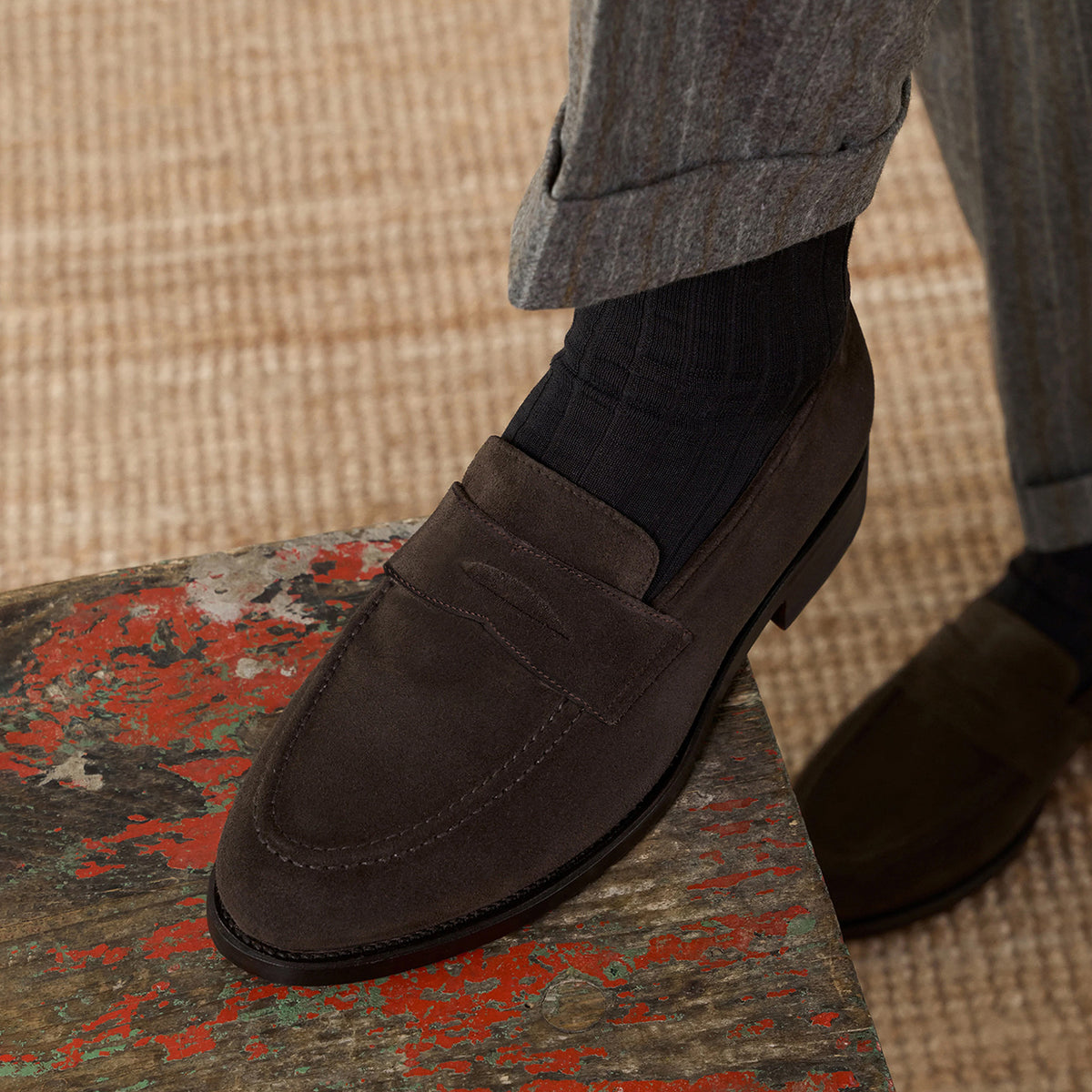 Mens nubuck leather Slip On Loafers