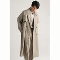 Mens Long Double Breasted Trench Coat
