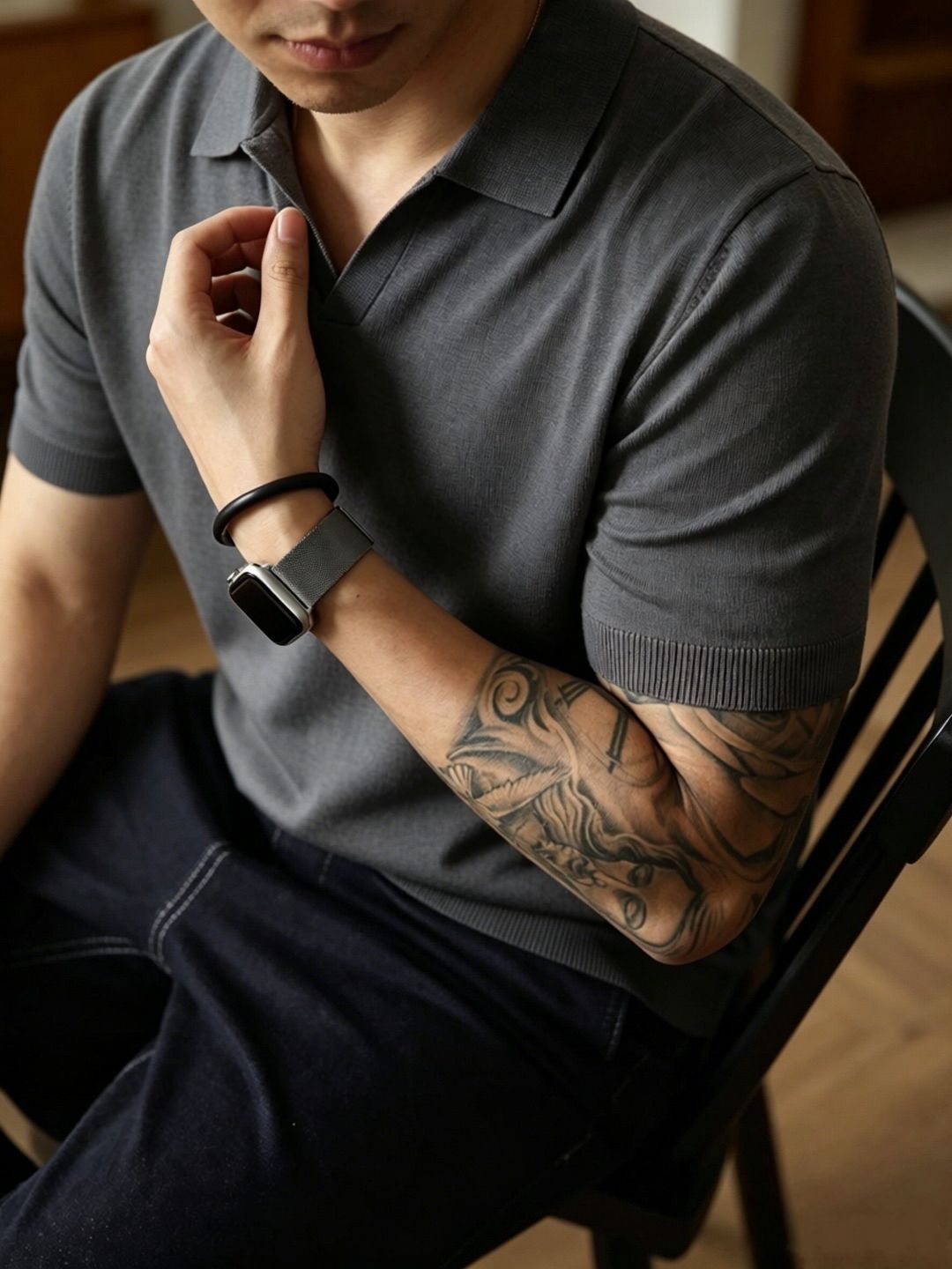 Knitted Polo Shirt Men's Short Sleeve