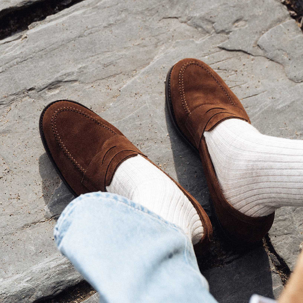 Mens nubuck leather Slip On Loafers