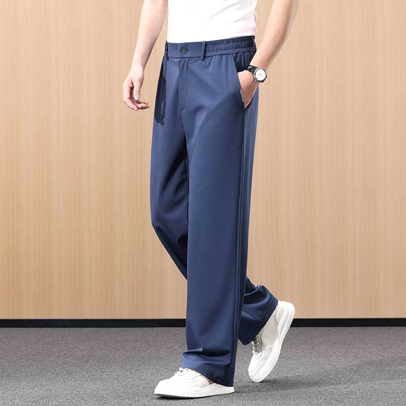 Mens Silk Blend Straight Leg Trousers
