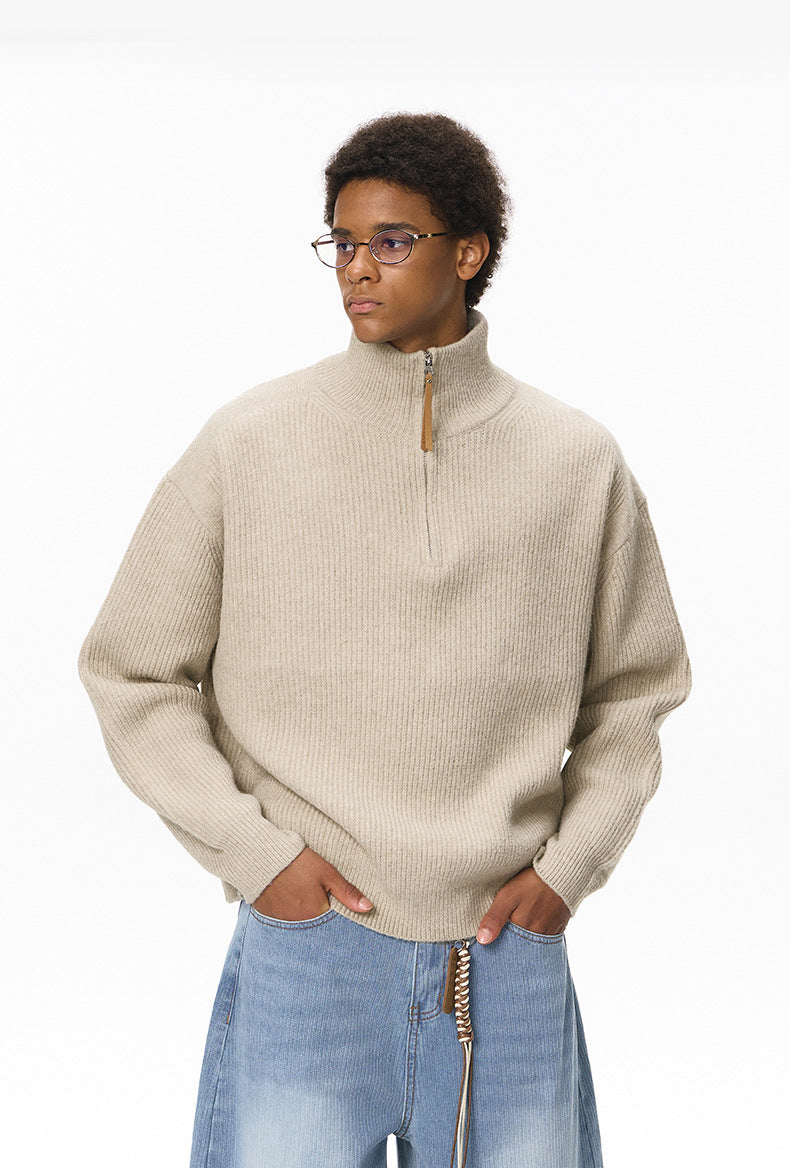 Half-Zip Mock-Neck Sweater