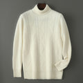 Merino Wool Sweater Men High Lapel Jacquard