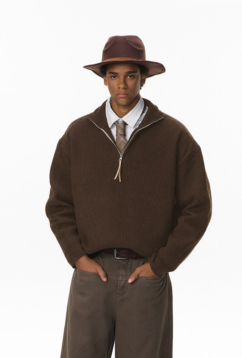 Half-Zip Mock-Neck Sweater