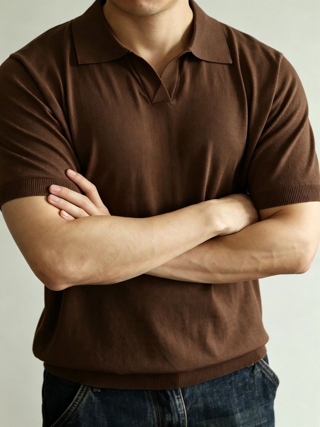 Knitted Polo Shirt Men's Short Sleeve