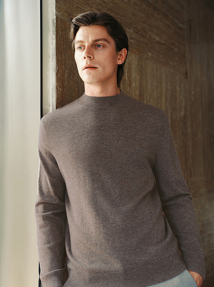 Mens Pure Wool Crew Neck Knit Sweater