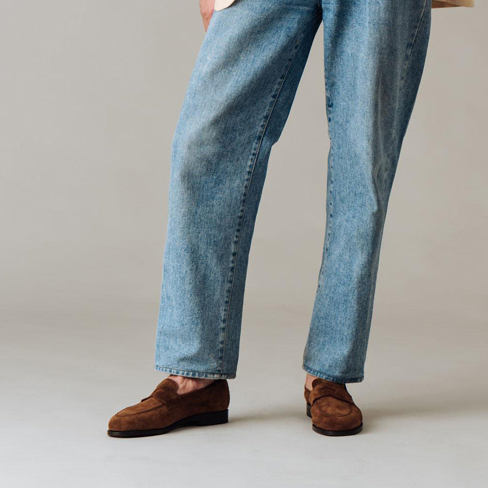 Mens nubuck leather Slip On Loafers