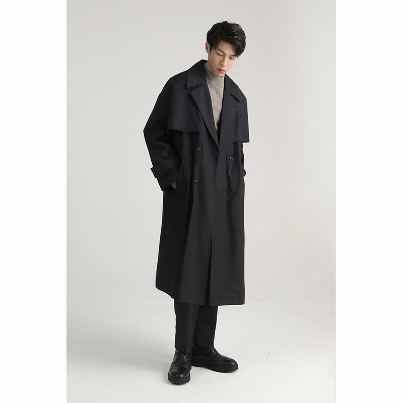 Mens Long Double Breasted Trench Coat
