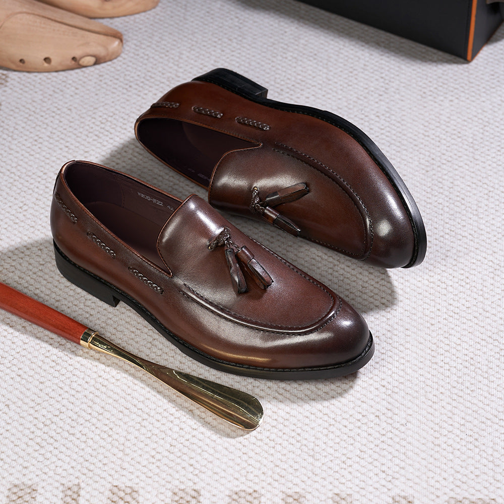Mens Premium Cowhide Tassel Loafers