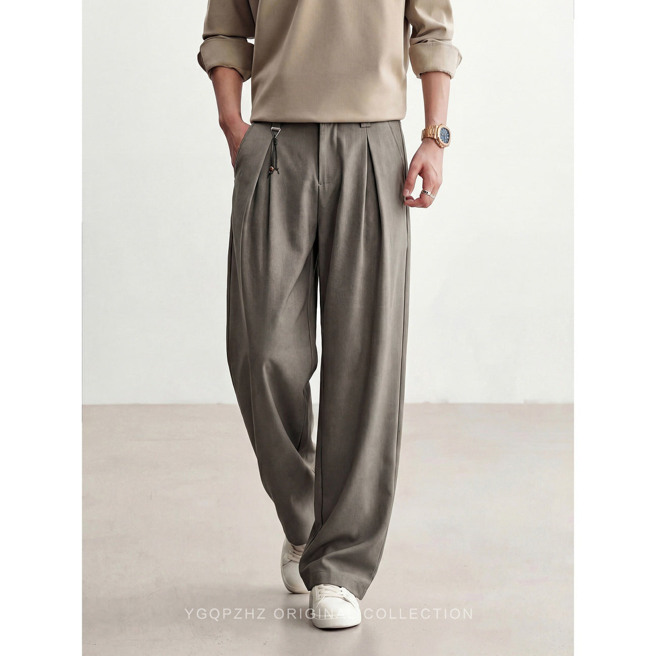 Mens Linen Blend Straight Casual Pants