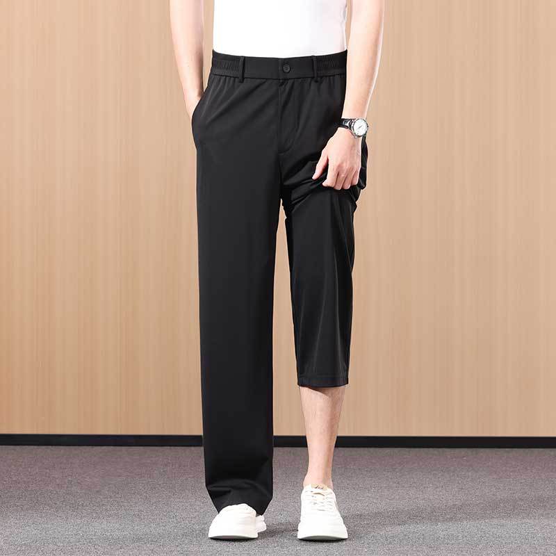 Mens Silk Blend Straight Leg Trousers