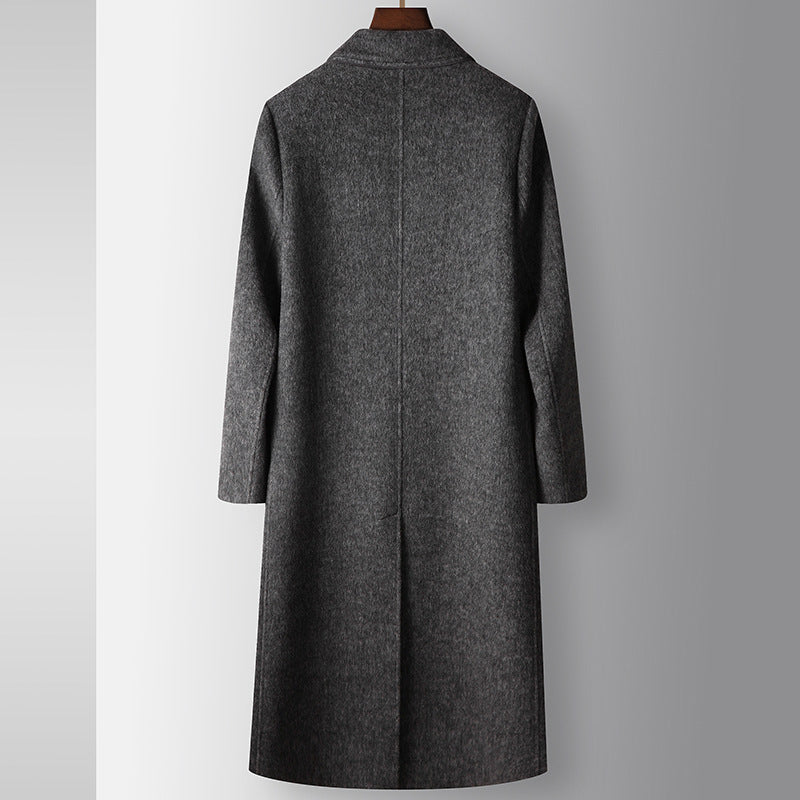 Double Breasted Over-The-Knee Length Wool Overcoat