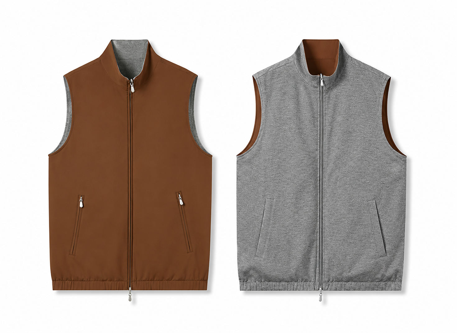 Reversible Wool Blend Stand Collar Vest