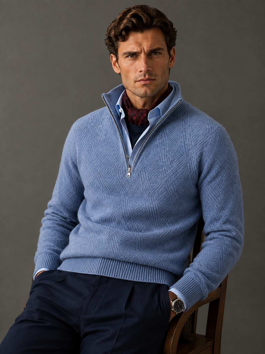 100% Australian Merino wool Zipper Sweater