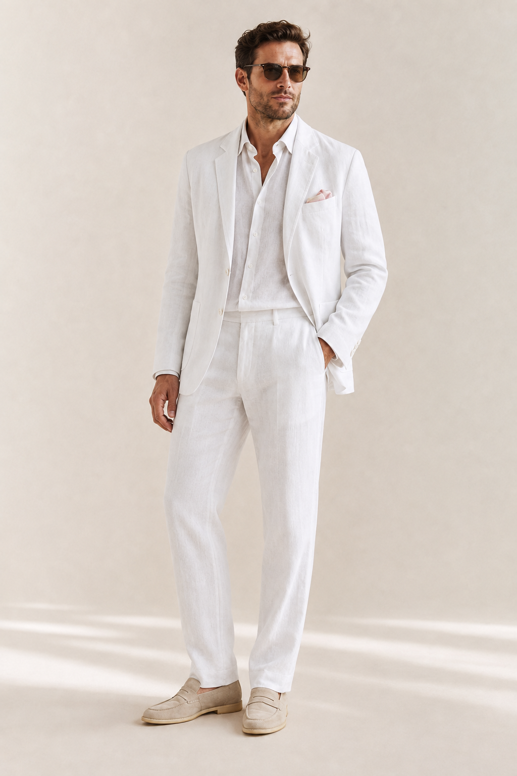 Mens Casual Linen Blend Suit