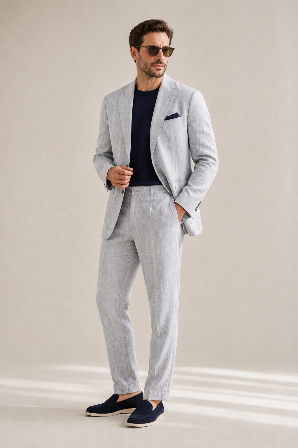 Mens Casual Linen Blend Suit