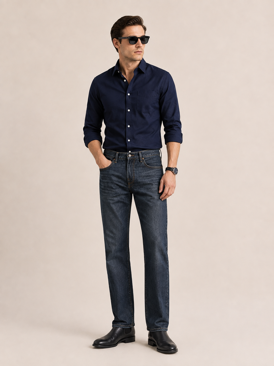Men's Straight-Leg Denim Trousers