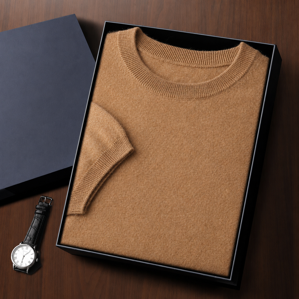 Mens Cashmere Blend Short Sleeve Sweater