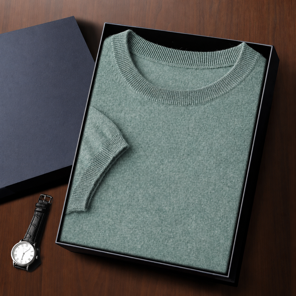 Mens Cashmere Blend Short Sleeve Sweater