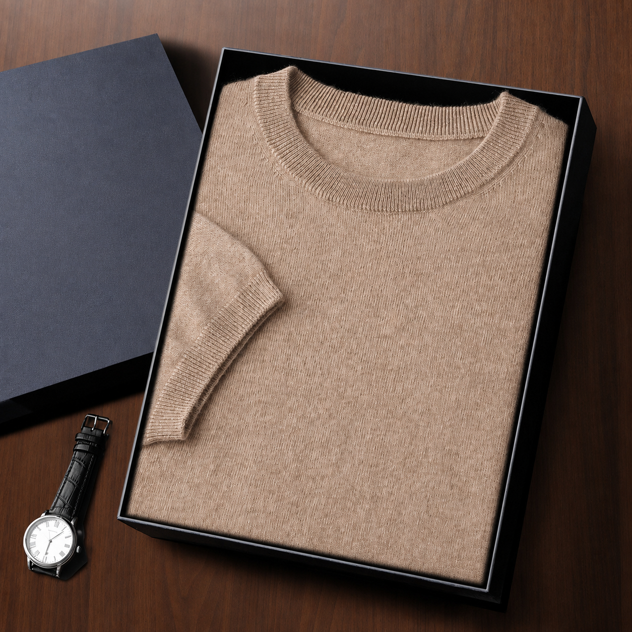 Mens Cashmere Blend Short Sleeve Sweater