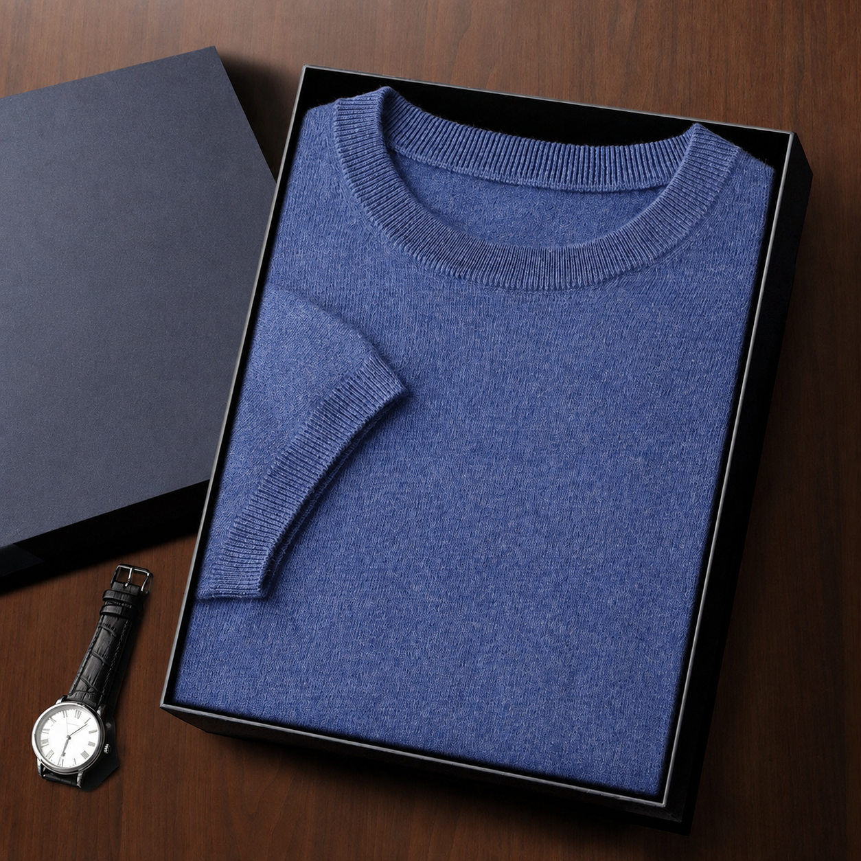 Mens Cashmere Blend Short Sleeve Sweater