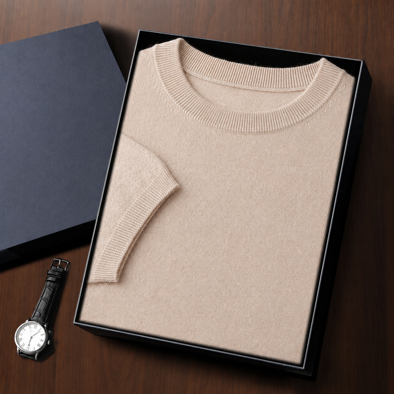 Mens Cashmere Blend Short Sleeve Sweater