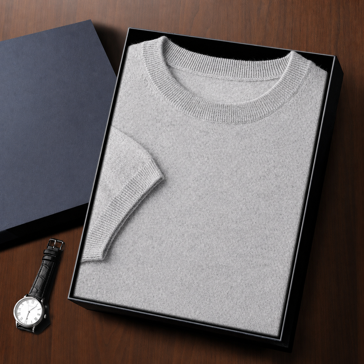 Mens Cashmere Blend Short Sleeve Sweater