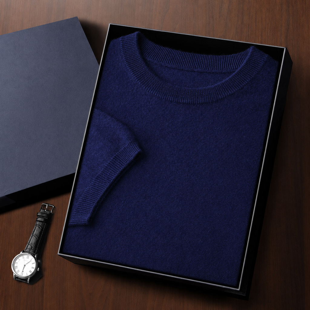Mens Cashmere Blend Short Sleeve Sweater