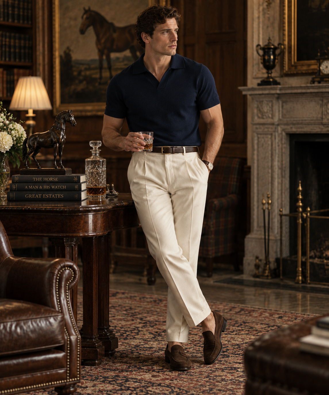 Mens Mulberry Silk Blend Polo Tshirt