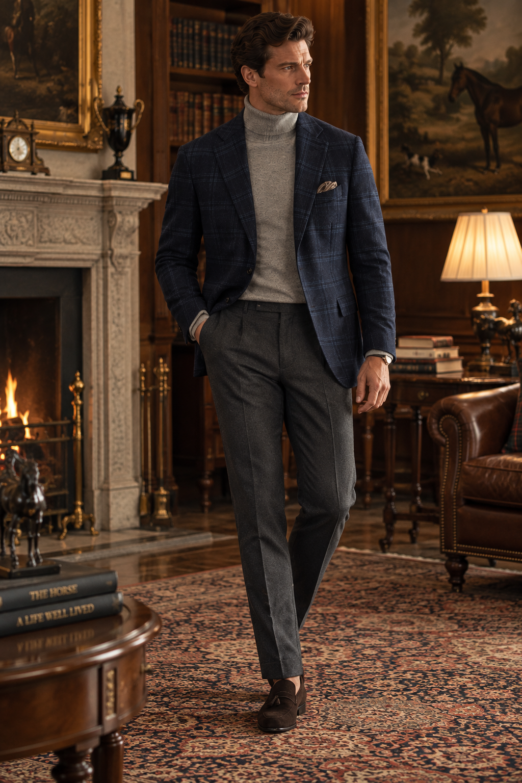 Mens Cashmere and SIlk Blend Wool Blazer