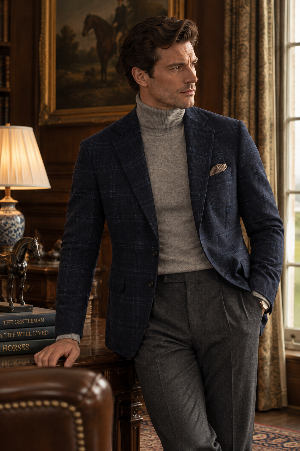 Mens Cashmere and SIlk Blend Wool Blazer
