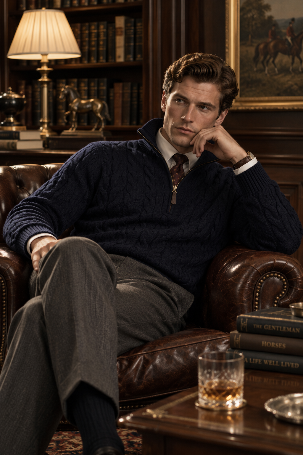 Mens Cable Knit Cotton Sweater