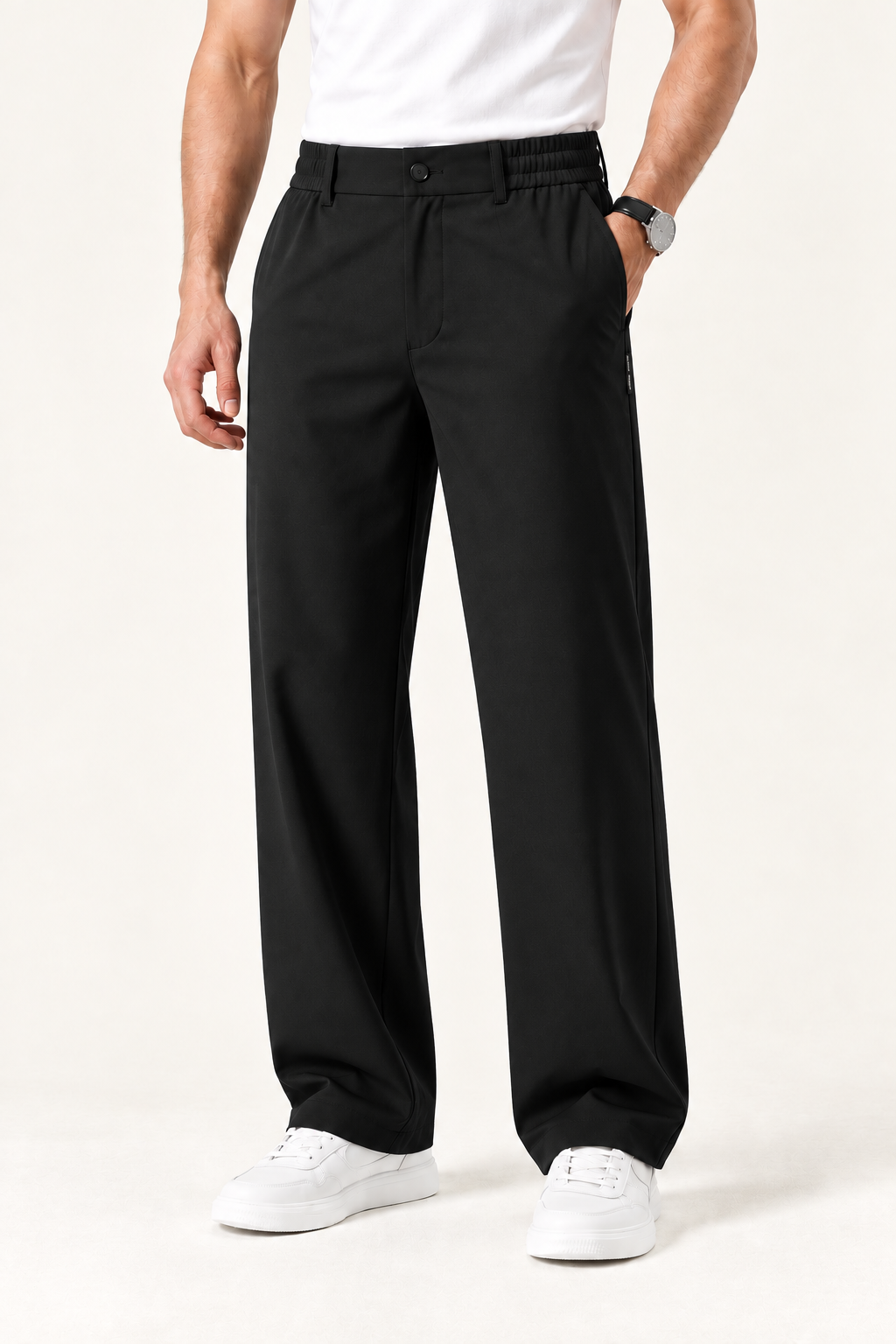 Mens Silk Blend Straight Leg Trousers