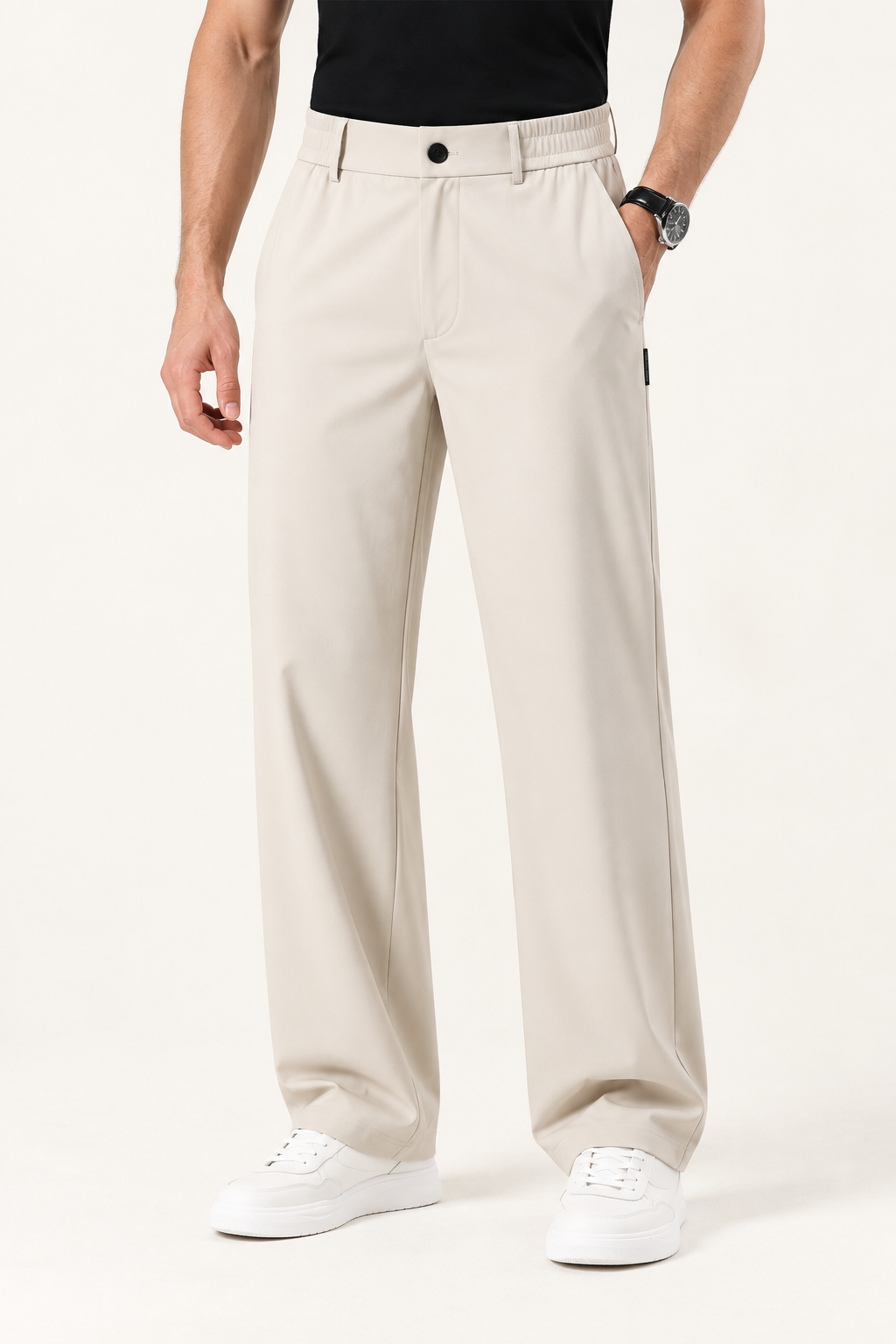 Mens Silk Blend Straight Leg Trousers