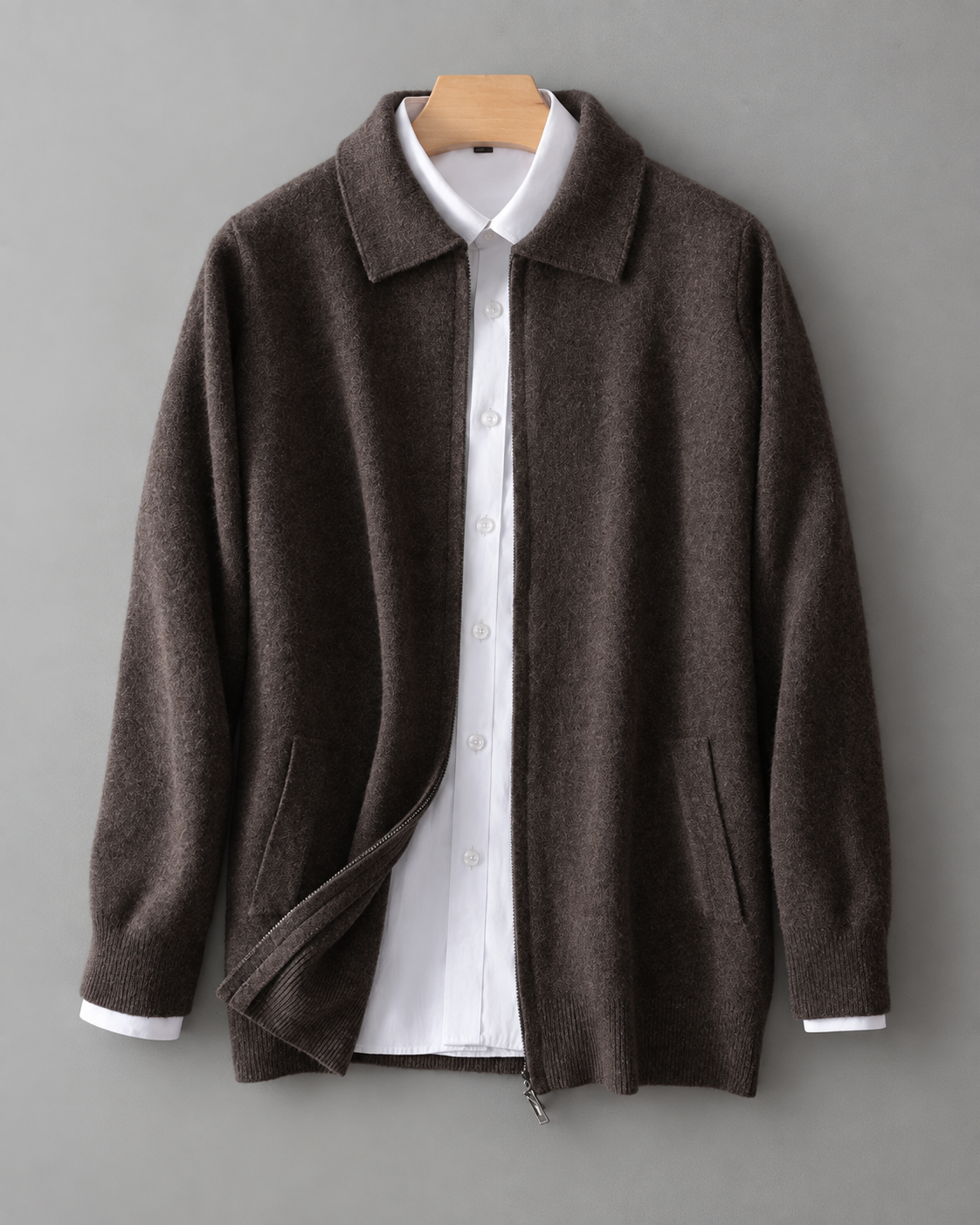 Mens 100% Wool Knitted Cardigan